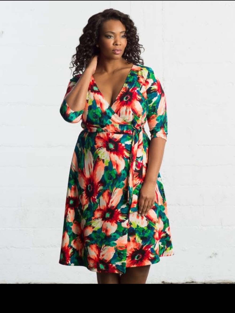 Kiyonna All Work & Play Dress Tropical Bloom Plus Size 3X 22-24